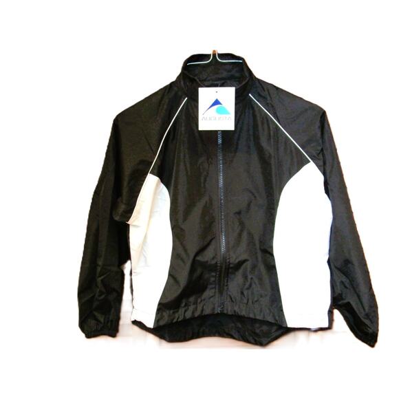 Augusta Sportswear Girl’s Windbreaker Black and White Pockets Size Small - Picture 1 of 2